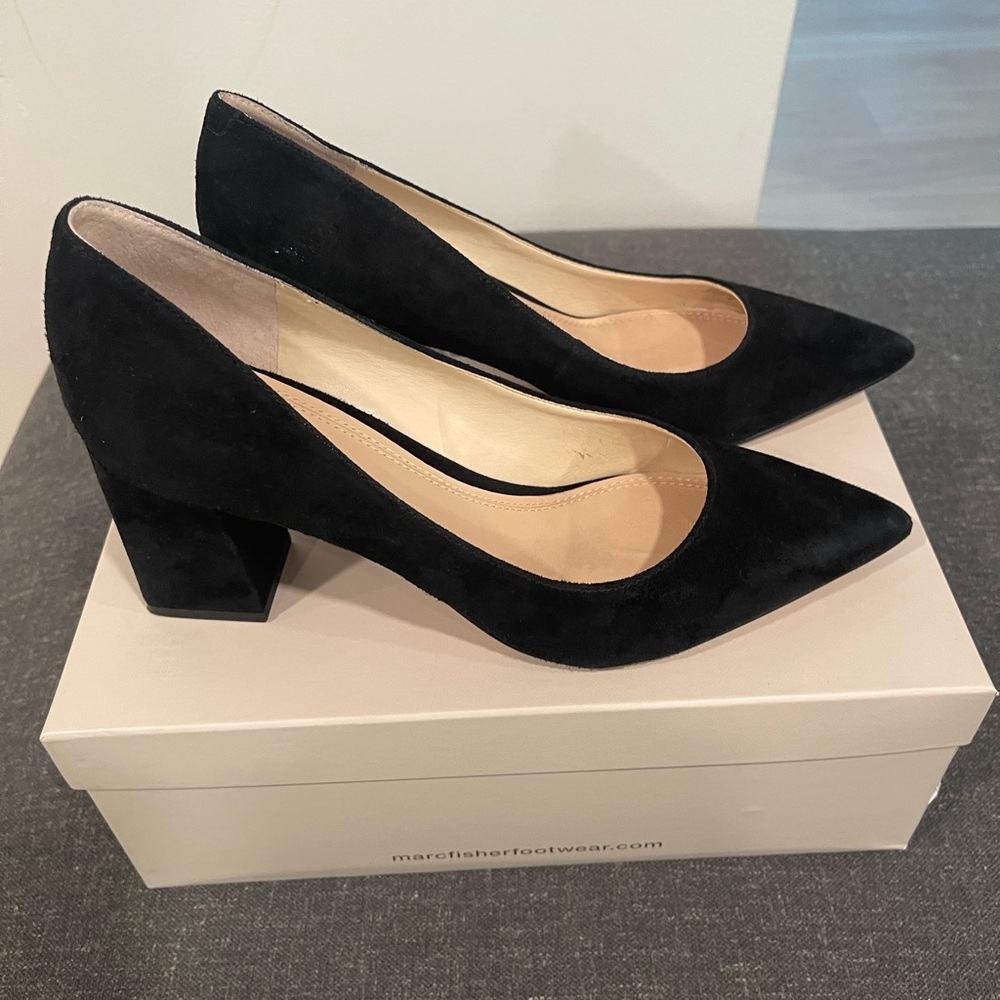 Marc Fisher Zala Block Heel Pointy Toe Pump - image 1